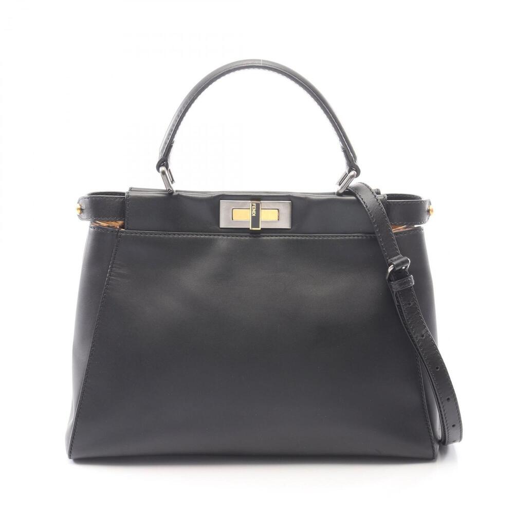 Fendi Peekaboo Regular 2-Way Handbag, Leather, Women's, Black